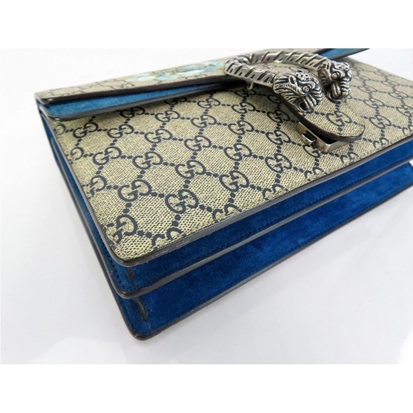 Gucci Beige and Blue GG Floral Shoulder Bag - Picture 6 of 16